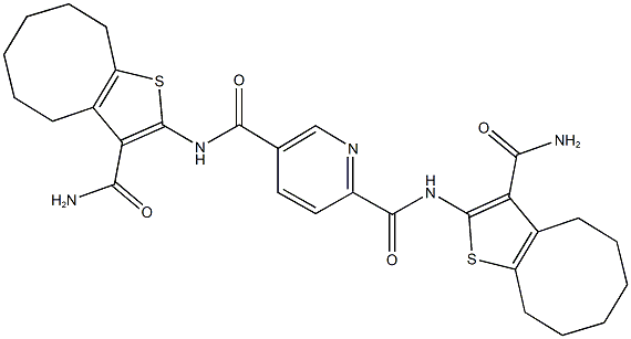 N~2~,N~5~-bis[3-(aminocarbonyl)-4,5,6,7,8,9-hexahydrocycloocta[b]thien-2-yl]-2,5-pyridinedicarboxamide Struktur