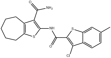 2-{[(3-chloro-6-methyl-1-benzothien-2-yl)carbonyl]amino}-5,6,7,8-tetrahydro-4H-cyclohepta[b]thiophene-3-carboxamide Struktur