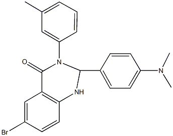 6-bromo-2-[4-(dimethylamino)phenyl]-3-(3-methylphenyl)-2,3-dihydro-4(1H)-quinazolinone Struktur