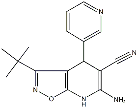 6-amino-3-(tert-butyl)-4-(3-pyridinyl)-4,7-dihydroisoxazolo[5,4-b]pyridine-5-carbonitrile Struktur