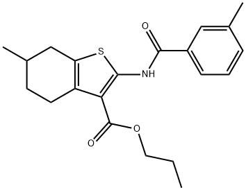 propyl 6-methyl-2-[(3-methylbenzoyl)amino]-4,5,6,7-tetrahydro-1-benzothiophene-3-carboxylate Struktur