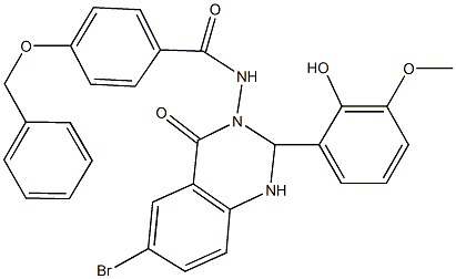 4-(benzyloxy)-N-(6-bromo-2-(2-hydroxy-3-methoxyphenyl)-4-oxo-1,4-dihydro-3(2H)-quinazolinyl)benzamide Struktur