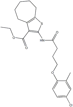 ethyl 2-{[4-(4-chloro-2-methylphenoxy)butanoyl]amino}-5,6,7,8-tetrahydro-4H-cyclohepta[b]thiophene-3-carboxylate Struktur