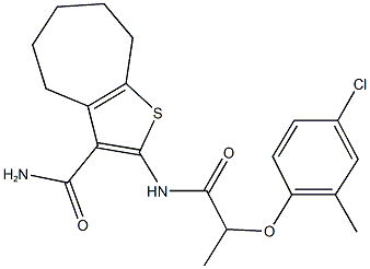 2-{[2-(4-chloro-2-methylphenoxy)propanoyl]amino}-5,6,7,8-tetrahydro-4H-cyclohepta[b]thiophene-3-carboxamide Struktur