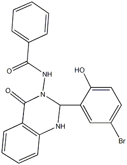 N-(2-(5-bromo-2-hydroxyphenyl)-4-oxo-1,4-dihydro-3(2H)-quinazolinyl)benzamide Struktur