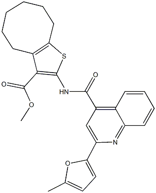 methyl 2-({[2-(5-methyl-2-furyl)-4-quinolinyl]carbonyl}amino)-4,5,6,7,8,9-hexahydrocycloocta[b]thiophene-3-carboxylate Struktur