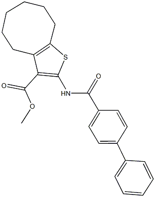 methyl 2-[([1,1'-biphenyl]-4-ylcarbonyl)amino]-4,5,6,7,8,9-hexahydrocycloocta[b]thiophene-3-carboxylate Struktur