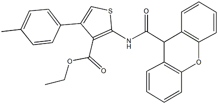 ethyl 4-(4-methylphenyl)-2-[(9H-xanthen-9-ylcarbonyl)amino]-3-thiophenecarboxylate Struktur