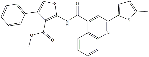 methyl 2-({[2-(5-methyl-2-thienyl)-4-quinolinyl]carbonyl}amino)-4-phenyl-3-thiophenecarboxylate Struktur