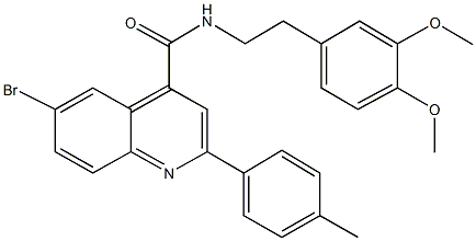 6-bromo-N-[2-(3,4-dimethoxyphenyl)ethyl]-2-(4-methylphenyl)-4-quinolinecarboxamide Struktur