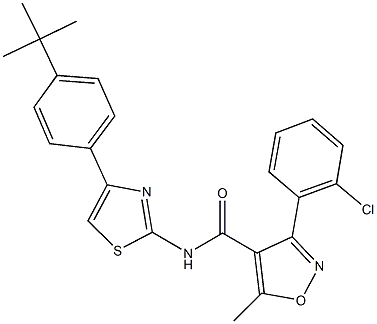 N-[4-(4-tert-butylphenyl)-1,3-thiazol-2-yl]-3-(2-chlorophenyl)-5-methyl-4-isoxazolecarboxamide Struktur