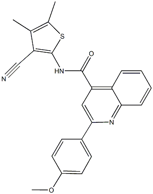 N-(3-cyano-4,5-dimethyl-2-thienyl)-2-(4-methoxyphenyl)-4-quinolinecarboxamide Struktur