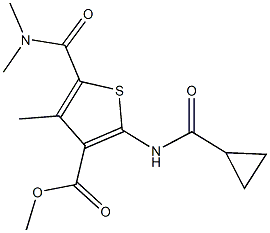 methyl 2-[(cyclopropylcarbonyl)amino]-5-[(dimethylamino)carbonyl]-4-methyl-3-thiophenecarboxylate Struktur