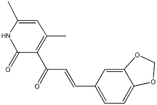 3-[3-(1,3-benzodioxol-5-yl)acryloyl]-4,6-dimethyl-2(1H)-pyridinone Struktur