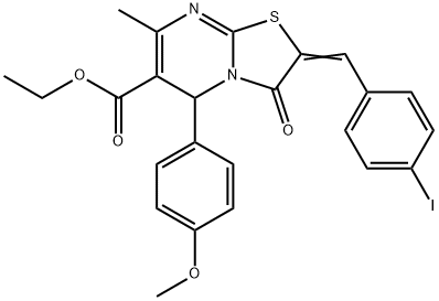 ethyl 2-(4-iodobenzylidene)-5-(4-methoxyphenyl)-7-methyl-3-oxo-2,3-dihydro-5H-[1,3]thiazolo[3,2-a]pyrimidine-6-carboxylate Struktur