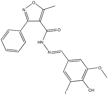 N'-(4-hydroxy-3-iodo-5-methoxybenzylidene)-5-methyl-3-phenyl-4-isoxazolecarbohydrazide Struktur