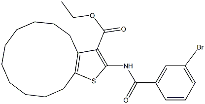 ethyl 2-[(3-bromobenzoyl)amino]-4,5,6,7,8,9,10,11,12,13-decahydrocyclododeca[b]thiophene-3-carboxylate Struktur