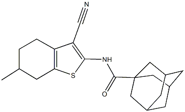 N-(3-cyano-6-methyl-4,5,6,7-tetrahydro-1-benzothien-2-yl)-1-adamantanecarboxamide Struktur