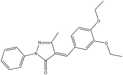 4-(3,4-diethoxybenzylidene)-5-methyl-2-phenyl-2,4-dihydro-3H-pyrazol-3-one Struktur