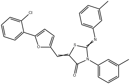 5-{[5-(2-chlorophenyl)-2-furyl]methylene}-3-(3-methylphenyl)-2-[(3-methylphenyl)imino]-1,3-thiazolidin-4-one Struktur