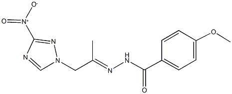 N'-(2-{3-nitro-1H-1,2,4-triazol-1-yl}-1-methylethylidene)-4-methoxybenzohydrazide Struktur