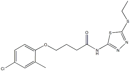 4-(4-chloro-2-methylphenoxy)-N-[5-(ethylsulfanyl)-1,3,4-thiadiazol-2-yl]butanamide Struktur