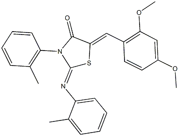 5-(2,4-dimethoxybenzylidene)-3-(2-methylphenyl)-2-[(2-methylphenyl)imino]-1,3-thiazolidin-4-one Struktur