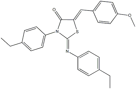 3-(4-ethylphenyl)-2-[(4-ethylphenyl)imino]-5-(4-methoxybenzylidene)-1,3-thiazolidin-4-one Struktur