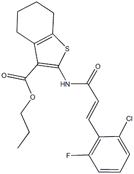 propyl 2-{[3-(2-chloro-6-fluorophenyl)acryloyl]amino}-4,5,6,7-tetrahydro-1-benzothiophene-3-carboxylate Struktur