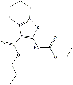 propyl 2-[(ethoxycarbonyl)amino]-4,5,6,7-tetrahydro-1-benzothiophene-3-carboxylate Struktur