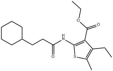 ethyl 2-[(3-cyclohexylpropanoyl)amino]-4-ethyl-5-methyl-3-thiophenecarboxylate Struktur