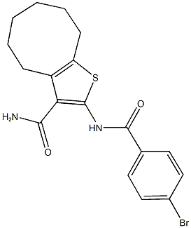 2-[(4-bromobenzoyl)amino]-4,5,6,7,8,9-hexahydrocycloocta[b]thiophene-3-carboxamide Struktur