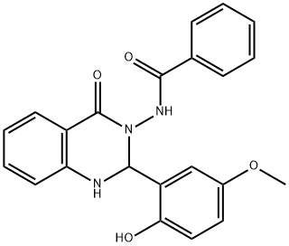 N-(2-(2-hydroxy-5-methoxyphenyl)-4-oxo-1,4-dihydro-3(2H)-quinazolinyl)benzamide Struktur