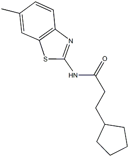 3-cyclopentyl-N-(6-methyl-1,3-benzothiazol-2-yl)propanamide Struktur