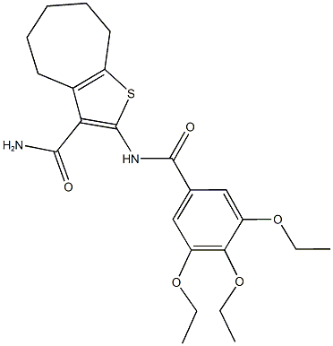 2-[(3,4,5-triethoxybenzoyl)amino]-5,6,7,8-tetrahydro-4H-cyclohepta[b]thiophene-3-carboxamide Struktur