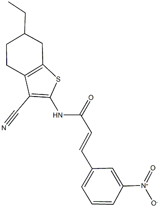 N-(3-cyano-6-ethyl-4,5,6,7-tetrahydro-1-benzothien-2-yl)-3-{3-nitrophenyl}acrylamide Struktur