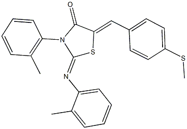 3-(2-methylphenyl)-2-[(2-methylphenyl)imino]-5-[4-(methylsulfanyl)benzylidene]-1,3-thiazolidin-4-one Struktur