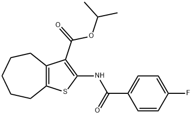 isopropyl 2-[(4-fluorobenzoyl)amino]-5,6,7,8-tetrahydro-4H-cyclohepta[b]thiophene-3-carboxylate Struktur