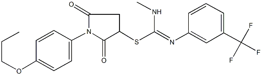 2,5-dioxo-1-(4-propoxyphenyl)-3-pyrrolidinyl N-methyl-N'-[3-(trifluoromethyl)phenyl]imidothiocarbamate Struktur