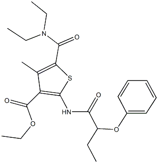 ethyl 5-[(diethylamino)carbonyl]-4-methyl-2-[(2-phenoxybutanoyl)amino]-3-thiophenecarboxylate Struktur