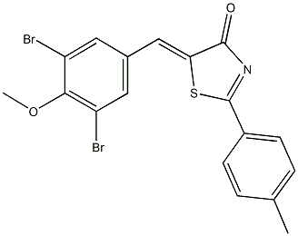 5-(3,5-dibromo-4-methoxybenzylidene)-2-(4-methylphenyl)-1,3-thiazol-4(5H)-one Struktur