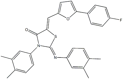 3-(3,4-dimethylphenyl)-2-[(3,4-dimethylphenyl)imino]-5-{[5-(4-fluorophenyl)-2-furyl]methylene}-1,3-thiazolidin-4-one Struktur