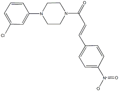 1-(3-chlorophenyl)-4-(3-{4-nitrophenyl}acryloyl)piperazine Struktur