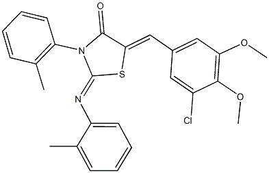 5-(3-chloro-4,5-dimethoxybenzylidene)-3-(2-methylphenyl)-2-[(2-methylphenyl)imino]-1,3-thiazolidin-4-one Struktur