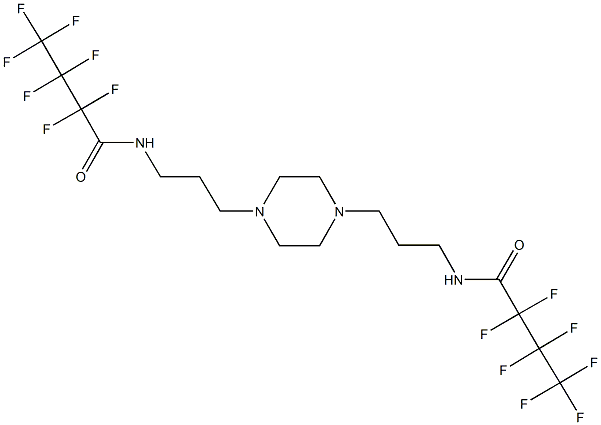 2,2,3,3,4,4,4-heptafluoro-N-[3-(4-{3-[(2,2,3,3,4,4,4-heptafluorobutanoyl)amino]propyl}-1-piperazinyl)propyl]butanamide Struktur