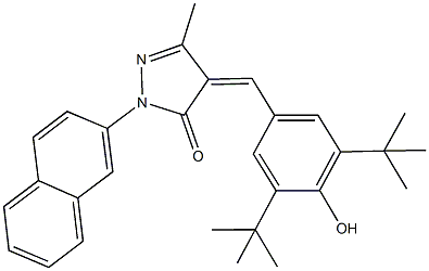 4-(3,5-ditert-butyl-4-hydroxybenzylidene)-5-methyl-2-(2-naphthyl)-2,4-dihydro-3H-pyrazol-3-one Struktur