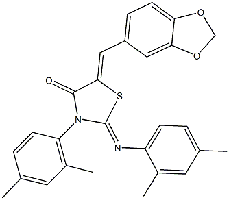 5-(1,3-benzodioxol-5-ylmethylene)-3-(2,4-dimethylphenyl)-2-[(2,4-dimethylphenyl)imino]-1,3-thiazolidin-4-one Struktur