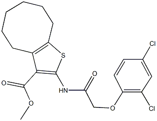 methyl 2-{[(2,4-dichlorophenoxy)acetyl]amino}-4,5,6,7,8,9-hexahydrocycloocta[b]thiophene-3-carboxylate Struktur