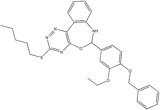 6-[4-(benzyloxy)-3-ethoxyphenyl]-3-(pentylsulfanyl)-6,7-dihydro[1,2,4]triazino[5,6-d][3,1]benzoxazepine Struktur