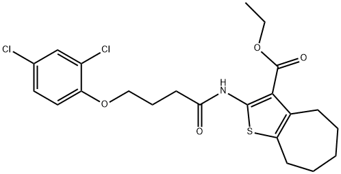 ethyl 2-{[4-(2,4-dichlorophenoxy)butanoyl]amino}-5,6,7,8-tetrahydro-4H-cyclohepta[b]thiophene-3-carboxylate Struktur